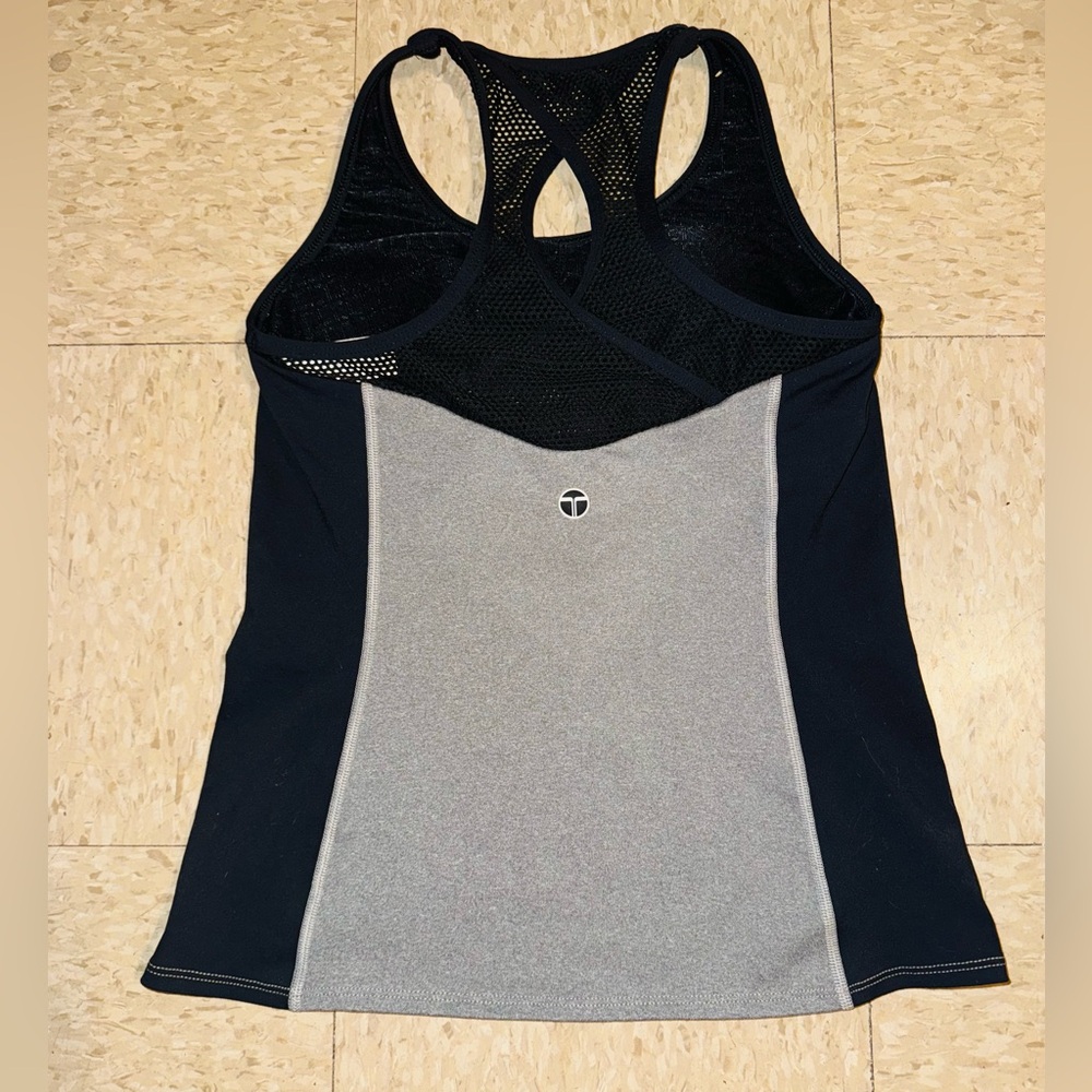 Trina Turk Recreation AthleticRacerback Tank w/Built in Bra in Black/Grey size L